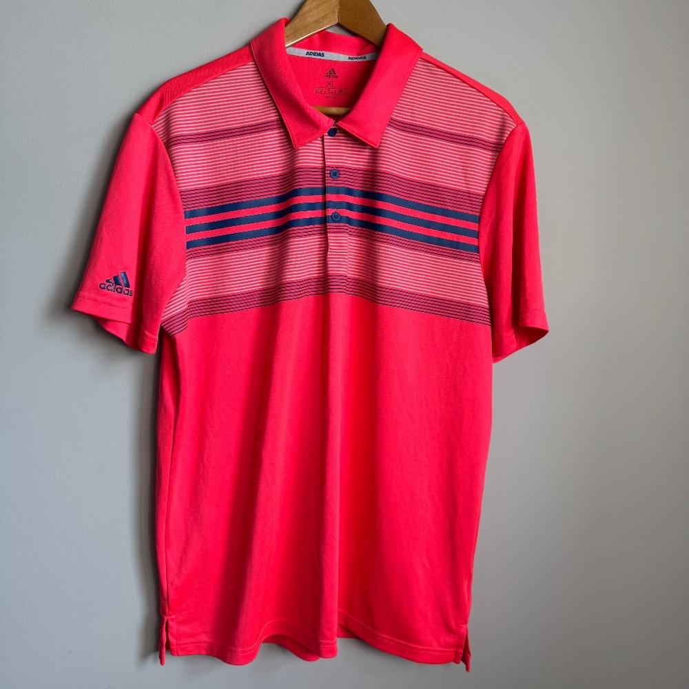 Adidas Men's Short Sleeve Performance Golf Polo Shirt Bright Pink XL Outdoor